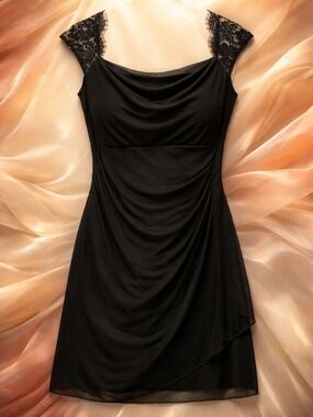 Signature Black Lace Shoulder Dress